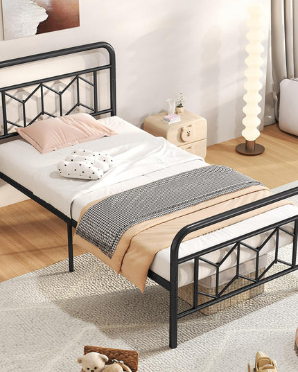 Giantex Metal Twin Bed Frames with Victorian Style Headboard & Footboard, Heavy Duty Slats Support Mattress Foundation