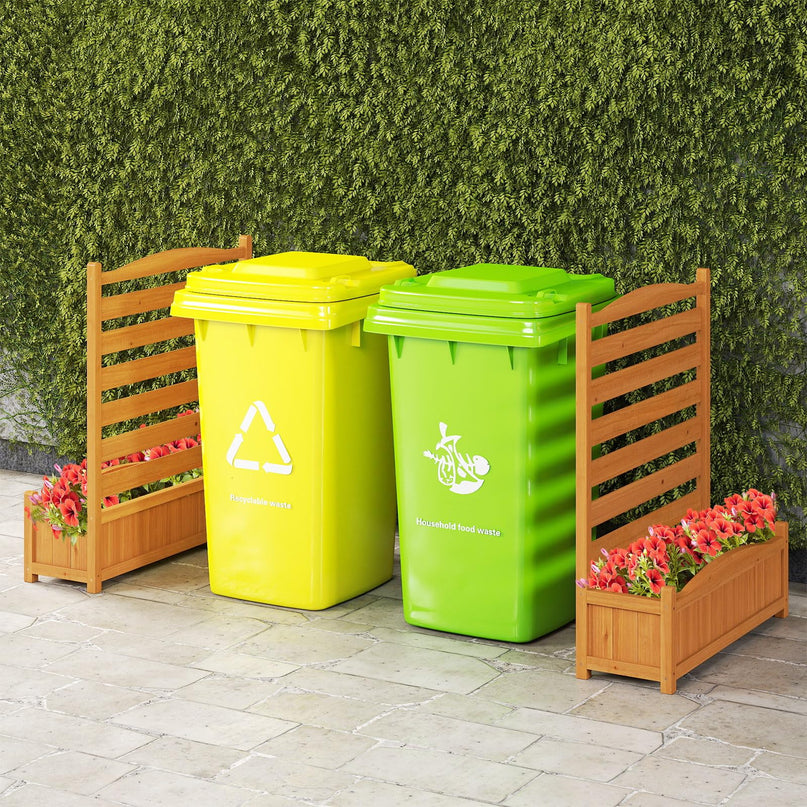 Giantex Clôture de climatiseur extérieure, brise-vue en bois avec jardinière