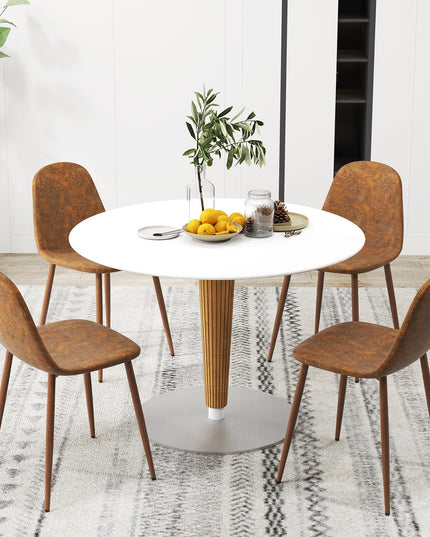 Giantex Upholstered Dining Chairs Set of 4 | Mid-Century Modern Leisure Armless Chairs