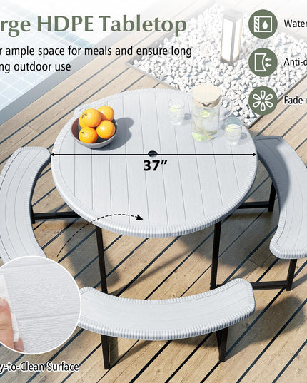 Giantex Picnic Table Bench Set for 4-8 Person(Round)