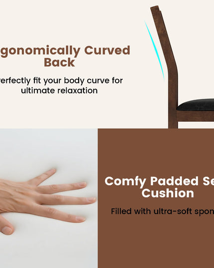 Giantex Wooden Dining Chairs Set of 2/4 PU Leather Upholstered Kitchen Armless Chair