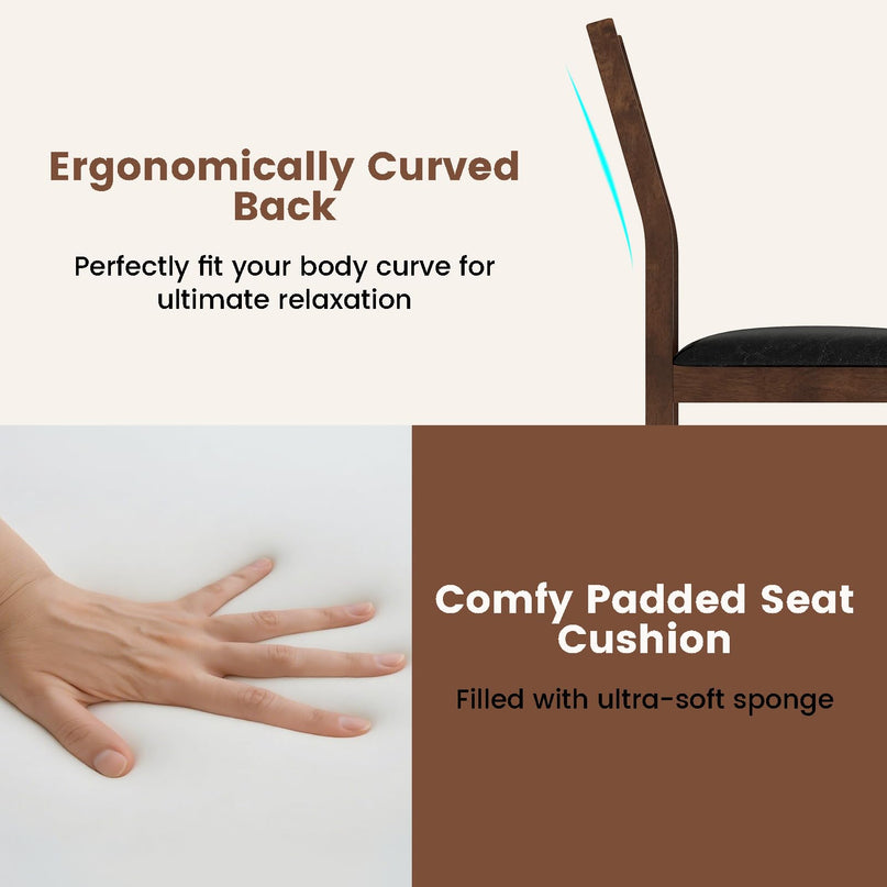 Giantex Wooden Dining Chairs Set of 2/4 PU Leather Upholstered Kitchen Armless Chair