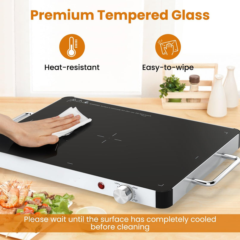 Giantex Electric Warming Tray 40 x 30 cm - Tempered Glass Buffet Server & Food Warmer