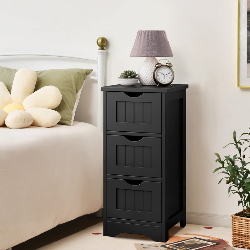 Giantex Bathroom Floor Cabinet - Small Bathroom Storage Cabinet with 3 Removable Drawers