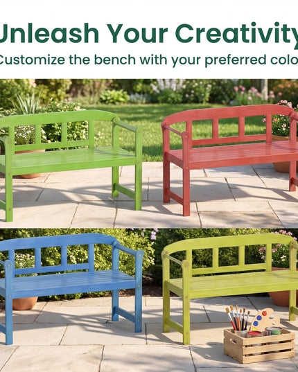 Giantex Outdoor Bench for Patio 2-Person Wood Garden Bench