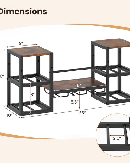 Giantex Wine Rack Wall Mounted with 3 Glass Holders