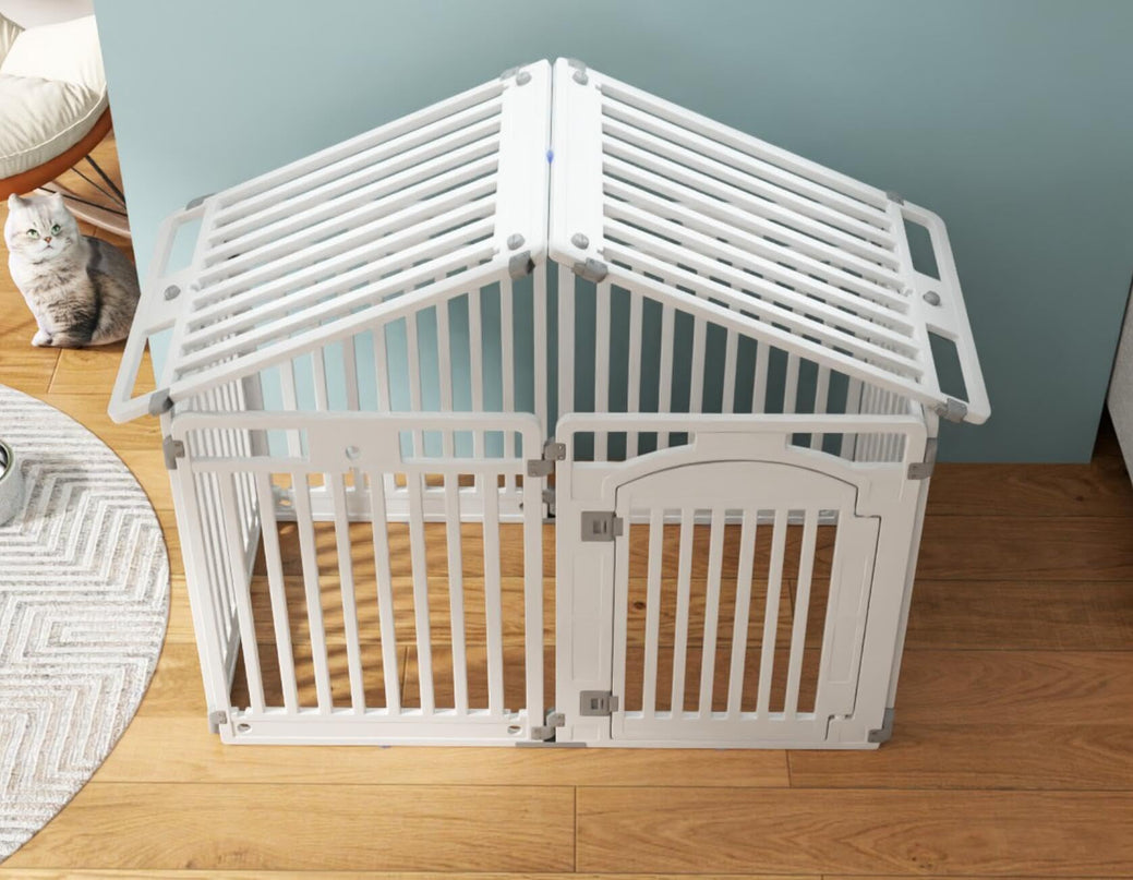 Giantex 32'' Tall Plastic Pet Fence with Lockable Door