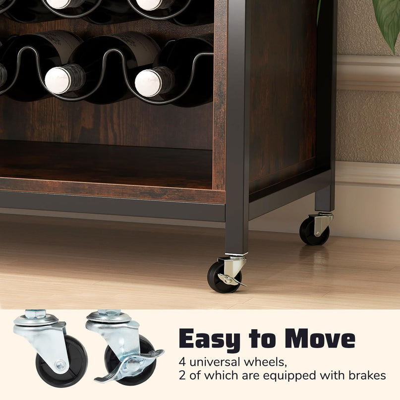 Giantex Wine Bar Cabinet with LED Light for Dining Room Living Room