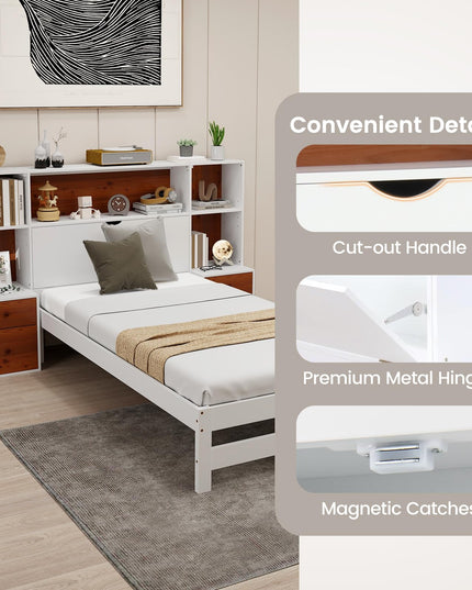 Giantex Twin Bed Frames with Headboard and Drawer