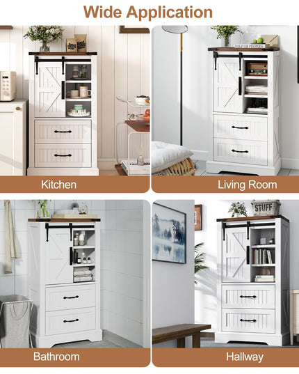 Giantex Bathroom Storage Cabinet w/Sliding Barn Door for Living Room