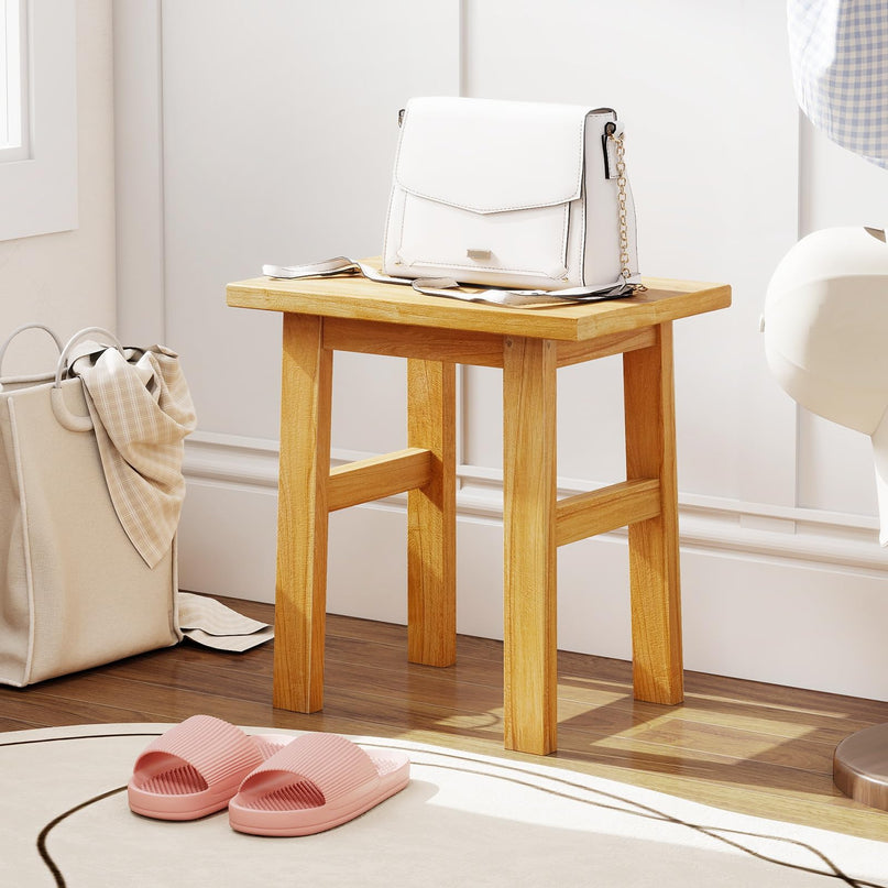 Giantex Solid Teak Shower Bench Stool for Bathroom