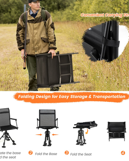 Giantex Swivel Hunting Blind Chair - Foldable 360° Hunter Chair with Oversized Duck Feet