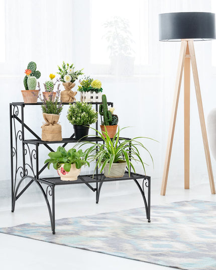 Giantex 3 Tier Metal Plant Stand for Outdoor Porch Garden Patio Balcony