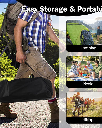 Giantex Folding Camping Table for 4-6 People, Roll-Up Lightweight Picnic Table with Large Aluminum Tabletop & Carrying Bag (Black)