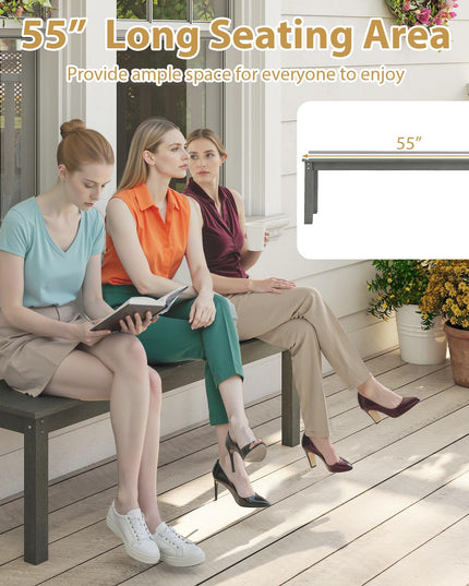 Giantex 55" HDPE Outdoor Bench 2-3 People Weatherproof Backless Patio Garden Benc
