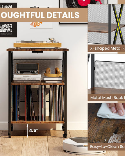 Giantex Record Player Stand with Charging Station