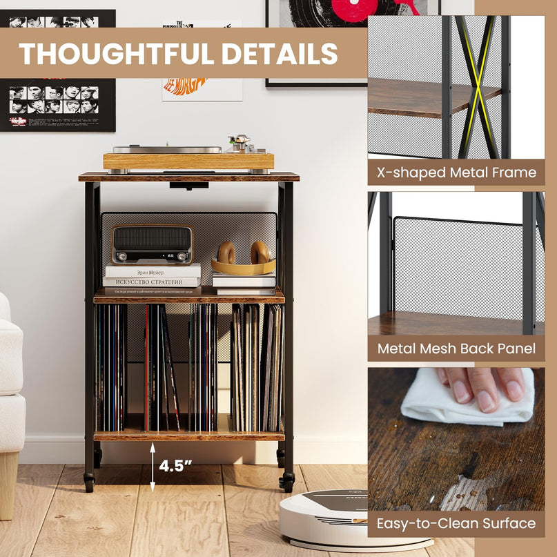 Giantex Record Player Stand with Charging Station