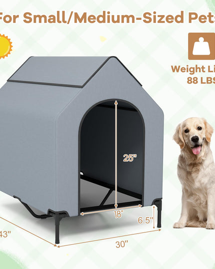 Giantex Dog House Outdoor Extra Large, Elevated Dog Bed with Weatherproof Canopy
