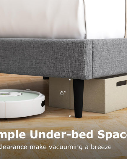 Giantex Bed Frame, Modern Linen Upholstered Platform Bed with Wingback Headboard