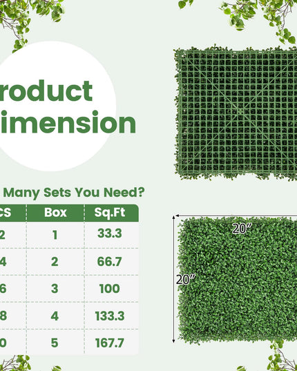 Giantex 12PCS 20" x 20" Artificial Boxwood Panels Garden Privacy Fence Screen