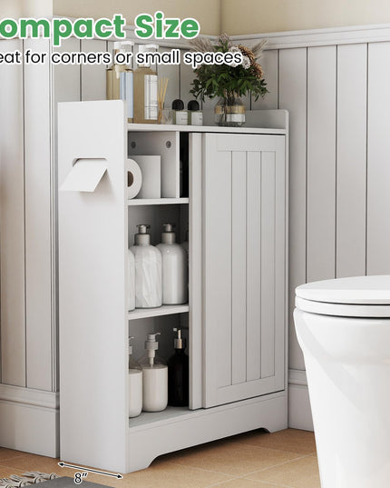 Giantex Bathroom Floor Cabinet w/2 Sliding Doors & Adjustable Shelves