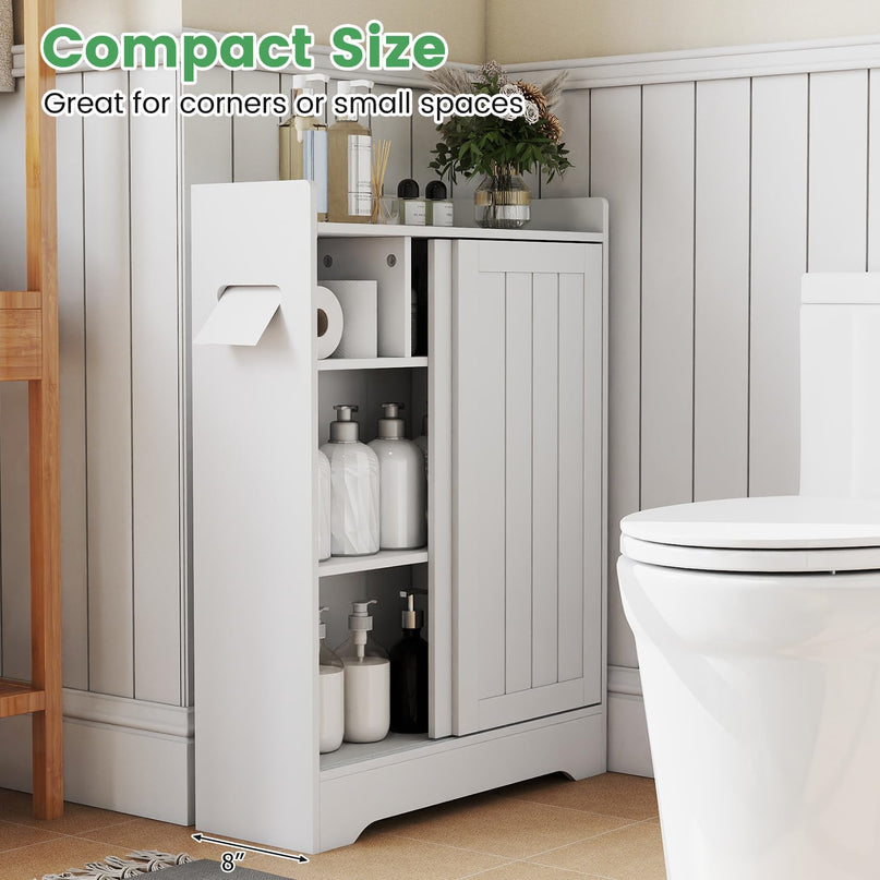 Giantex Bathroom Floor Cabinet w/2 Sliding Doors & Adjustable Shelves