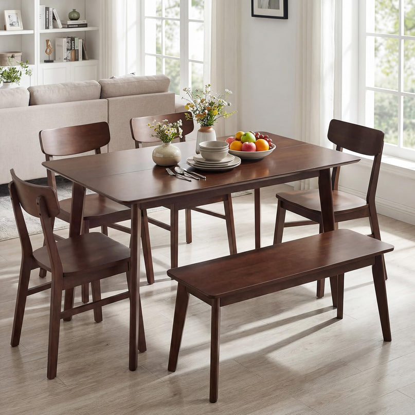Giantex Table de salle à manger pour 4-6 personnes, table de cuisine rectangulaire en bois de 119 cm