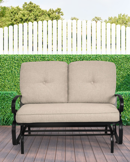 Giantex Outdoor Glider Bench Patio Loveseat with Cushions
