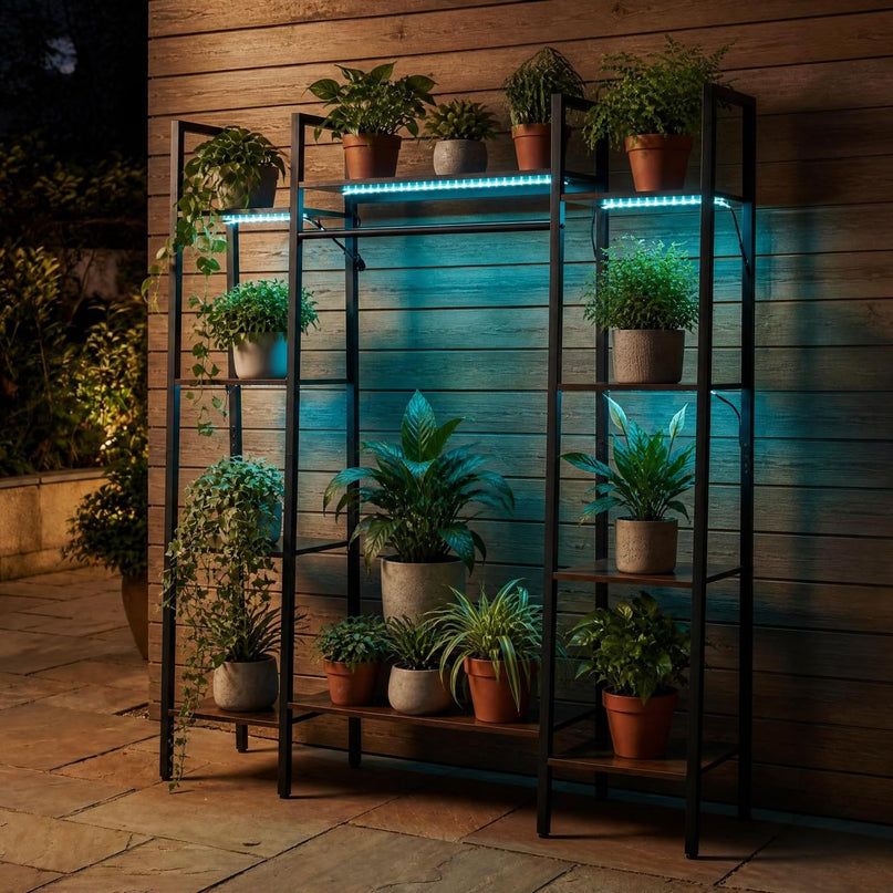 GIANTEX 10-Tier Plant Stand with LED Lights for Living Room