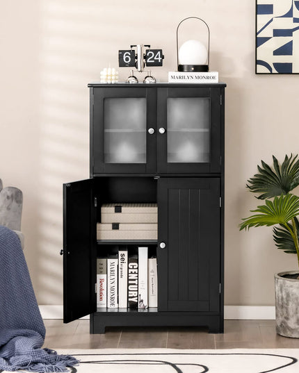 Giantex Storage Cabinet with Doors - Bathroom Floor Cabinet, Freestanding Tall Cabinet
