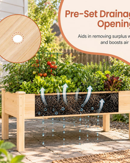 GIANTEX 48" Raised Garden Bed with Drainage Holes & Slotted Corner Posts (1/2)
