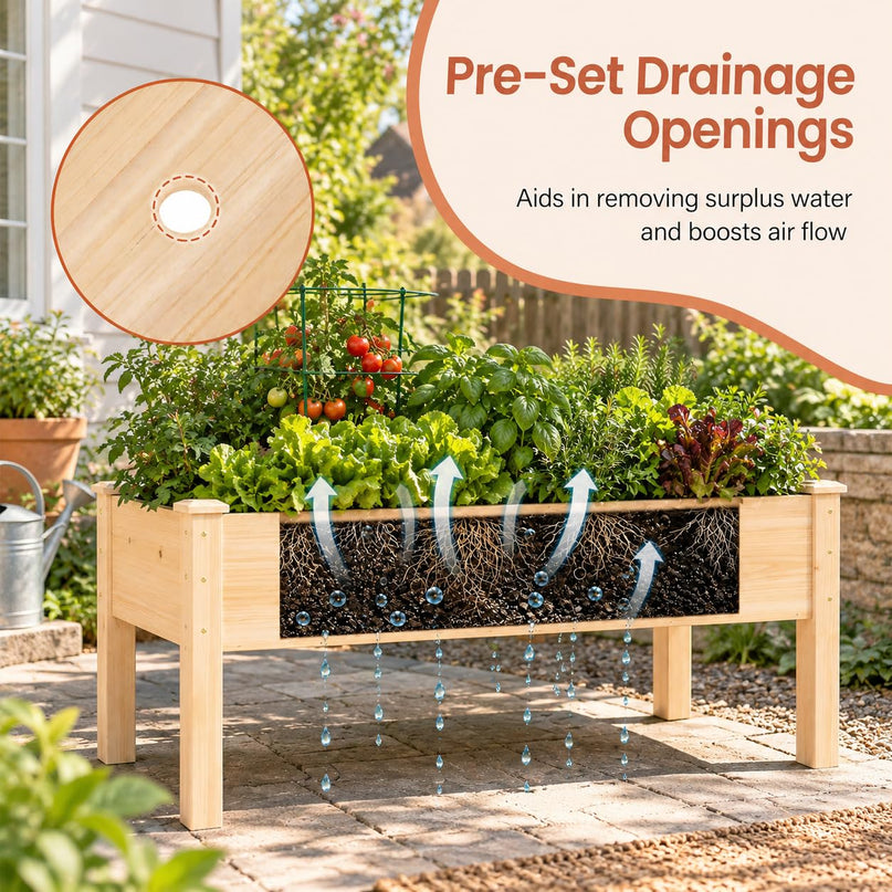 GIANTEX 48" Raised Garden Bed with Drainage Holes & Slotted Corner Posts (1/2)