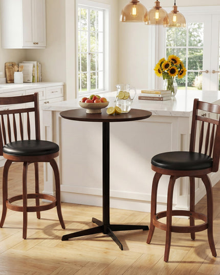 GIANTEX Swivel Bar Stools Set of 2/4 with Faux Leather Padded Seat