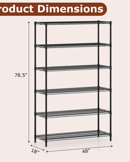 Giantex Étagères de Rangement à 6 Niveaux | Unité d'Étagères Métalliques Robuste pour Cuisine Garage Garde-Manger