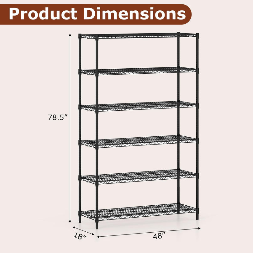 Giantex 6-Tier Storage Shelves | Heavy Duty Metal Shelving Unit for Kitchen Garage Pantry