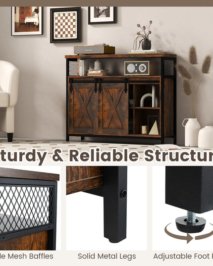 Giantex Buffet Cabinet with Storage, Farmhouse Coffee Bar Cabinet w/ 3-Level Adjustable Shelves