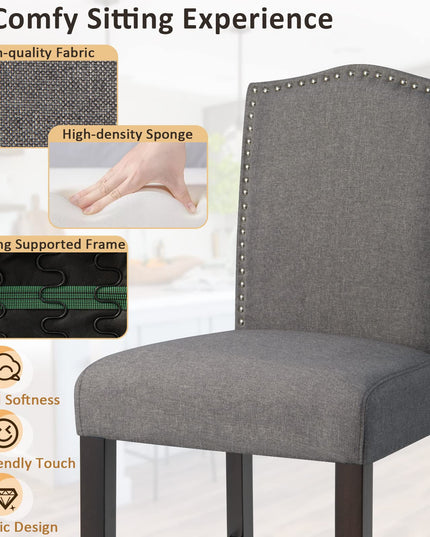 Giantex Bar Stools Set of 2, 25" Counter Height Bar Dining Chairs with Rubber Wood Legs