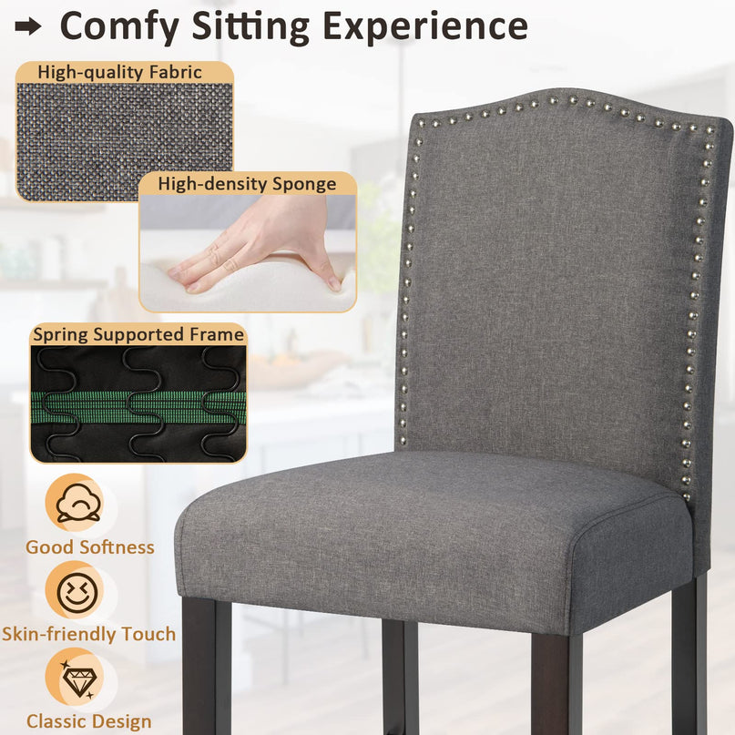 Giantex Bar Stools Set of 2, 25" Counter Height Bar Dining Chairs with Rubber Wood Legs