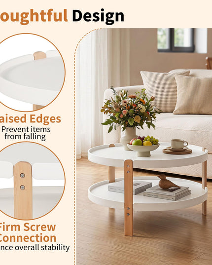 GIANTEX 23.5" 2-Tier Coffee Table with Storage