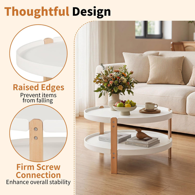 GIANTEX 23.5" 2-Tier Coffee Table with Storage