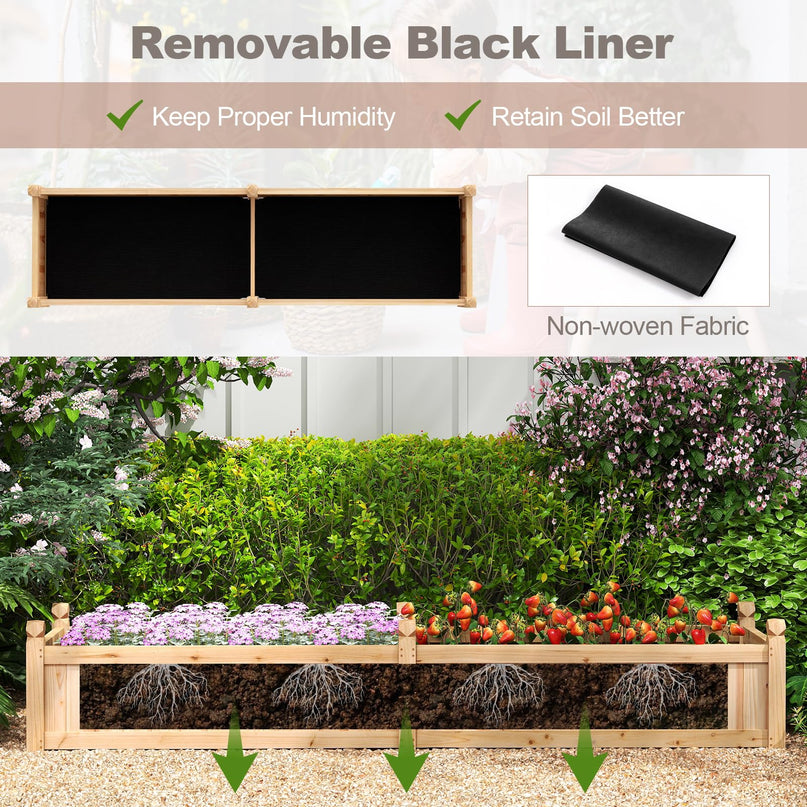 Giantex 89”x23.5”x16” Divisible Planter Box Planting Bed with Corner Drainage