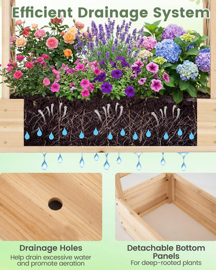 Giantex 45" Wooden Raised Garden Bed with Trellis & Hanging Roof