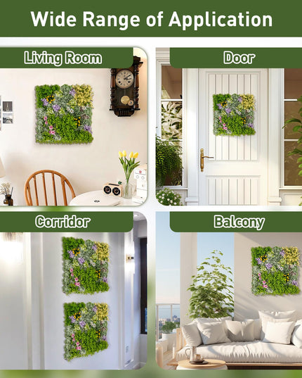 Giantex 2 Pack Hanging Artificial Plants Panels, 20" x 20" Square Framed 3D Greenery Wall Art Decor