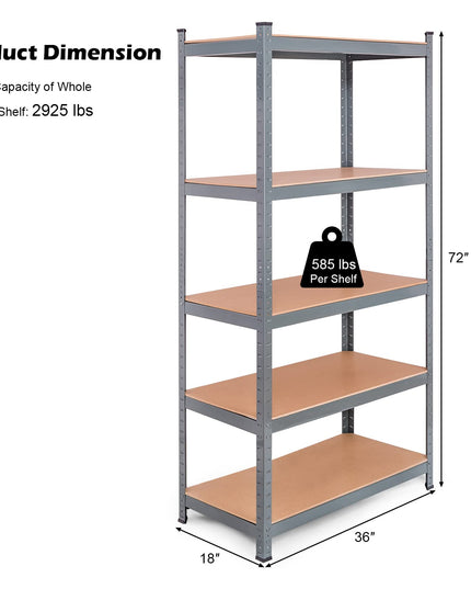 Storage Shelving Rack Utility Shelf 5-Tier | Heavy Duty 2750LBS Garage Shelves Shelving