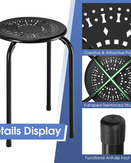 Giantex Round Metal Stool Set of 6-17.5" Height Stackable Stool with Anti-Slip Foot Pads