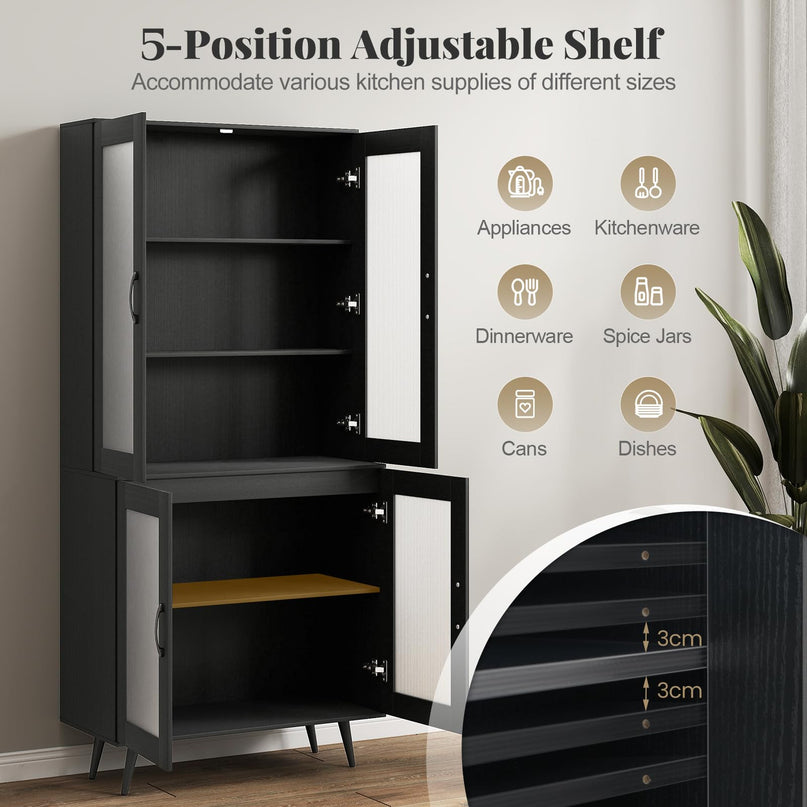 Giantex Kitchen Pantry Cabine with 4 Transparent Doors