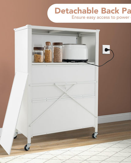 Giantex 4-Tier Kitchen Storage Cabinet, Mobile Folding Kitchen Bakers Rack with Flip-up PC Doors