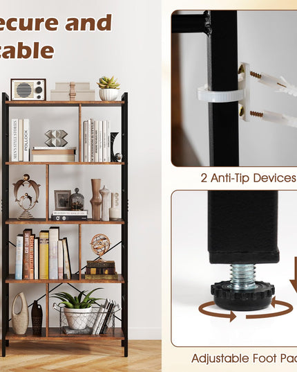 Giantex 61" Industrial Bookcase w/Metal Frame for Living Room