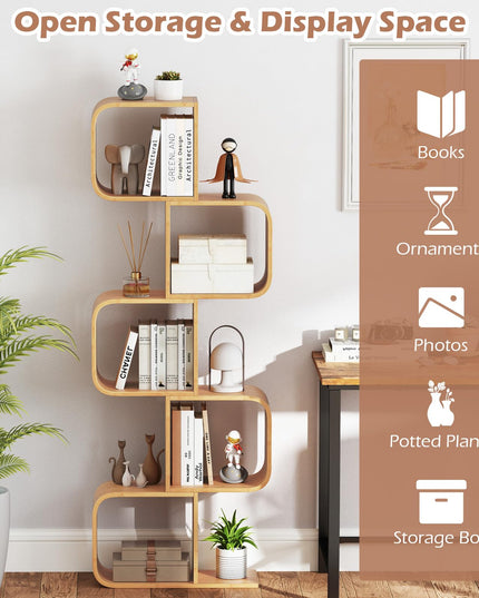 Giantex 5-Tier S-Shaped Bookcase