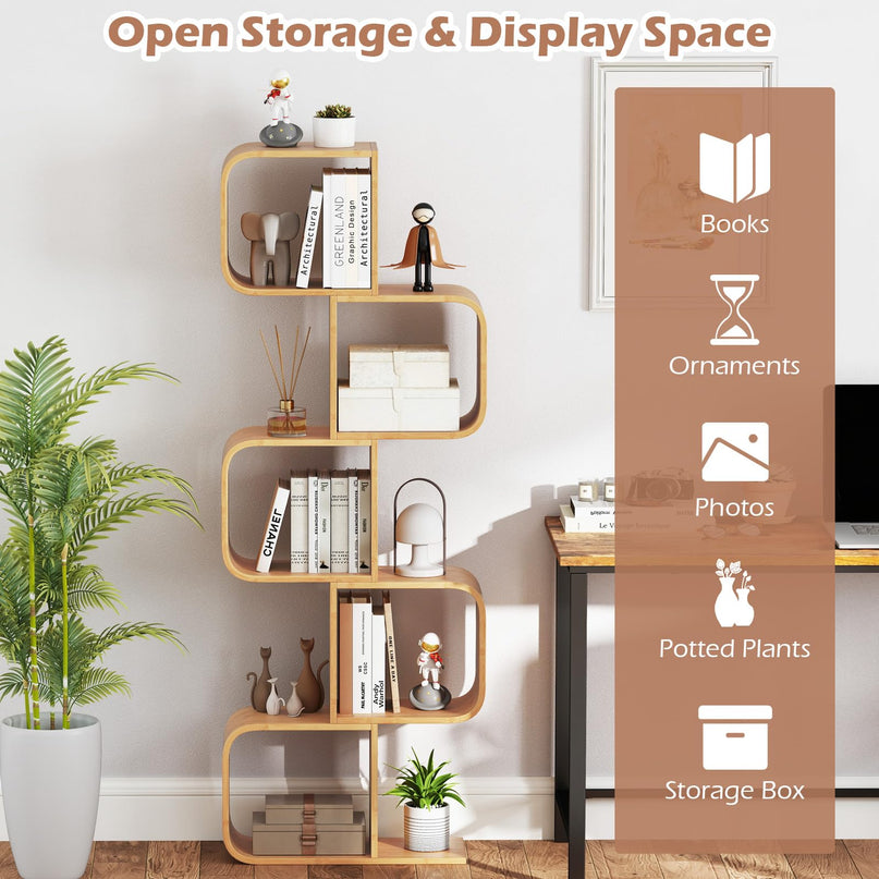 Giantex 5-Tier S-Shaped Bookcase